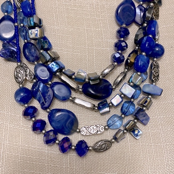 Bocar multi layer 5 strand statement collar beaded fashion jewelry necklace - Picture 4 of 10